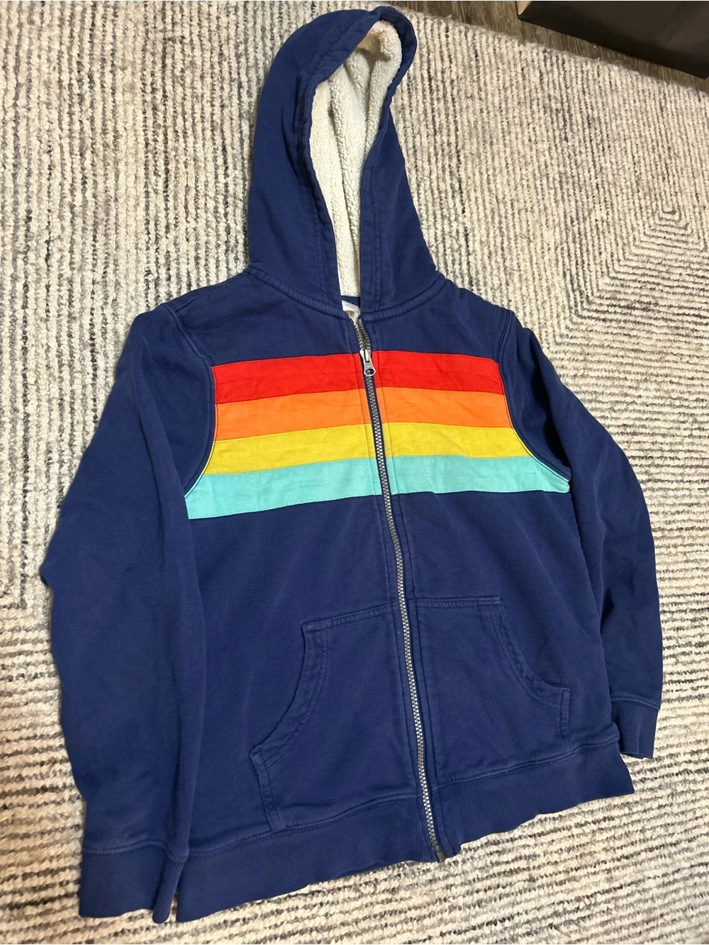 Hanna Andersson Kids Zip Hoodie Jacket Sweater Rainbow Stripes Size 12